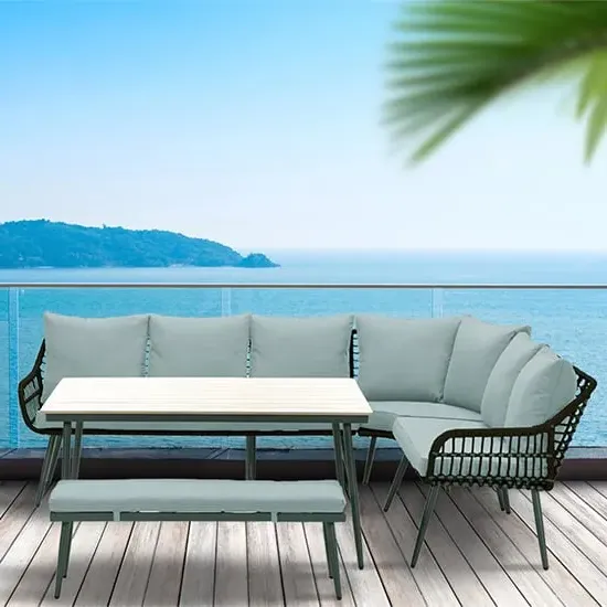 Macy Corner Lounge Dining Set - Mint Grey, Aluminium image