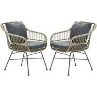 Macy Garden Dining Chairs with Cushion - Natural, Rattan