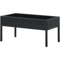 Macy Large Garden Coffee Table with Glass Top - Black, Rattan