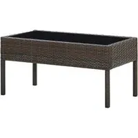 Macy Large Garden Coffee Table with Glass Top - Brown, Rattan