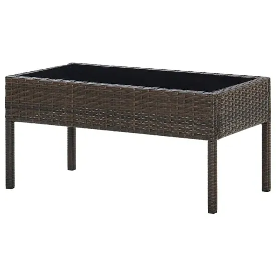 Macy Large Garden Coffee Table with Glass Top - Brown, Rattan