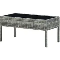 Macy Large Garden Coffee Table with Glass Top - Grey, Rattan