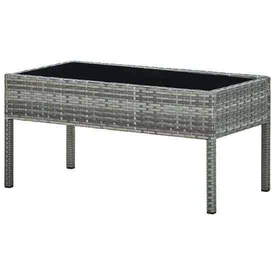 Macy Large Garden Coffee Table with Glass Top - Grey, Rattan