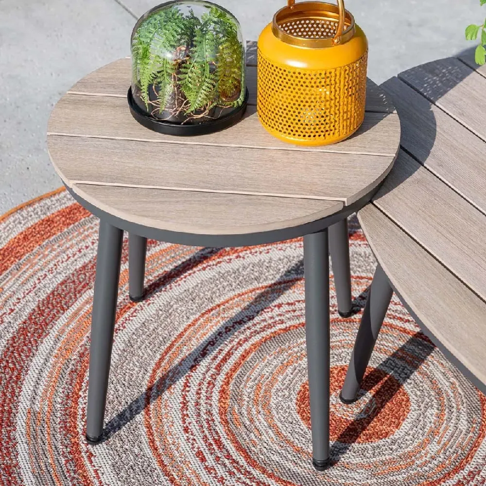 Macy Round Garden Side Table - Light Oak image