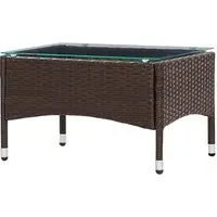 Macy Small Garden Coffee Table with Glass Top - Brown, Rattan