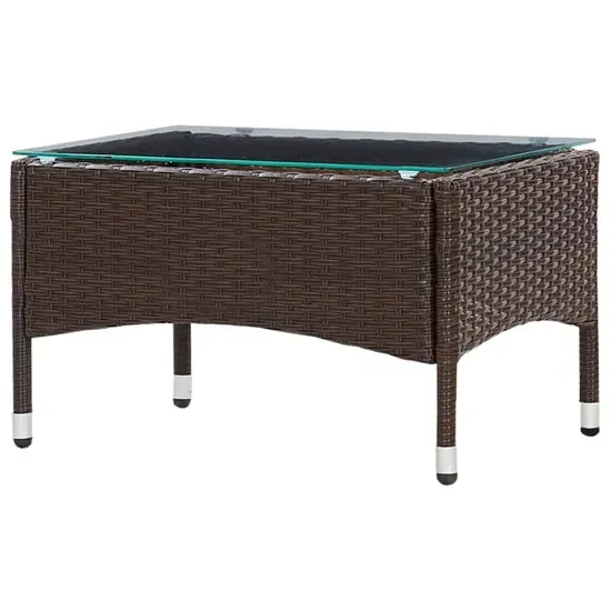 Macy Small Garden Coffee Table with Glass Top - Brown, Rattan image