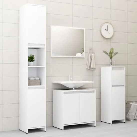 Madden 4 Piece Bathroom Furniture Set - White, Engineered Wood