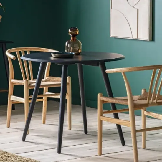 Maddux Round Dining Table - Black, Wood