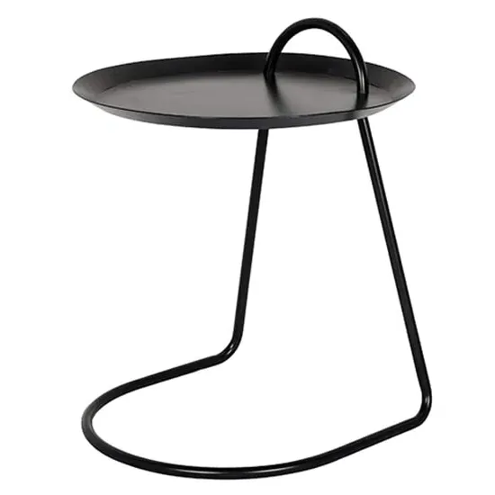Madeleine Round Lamp Table - Black, Metal image