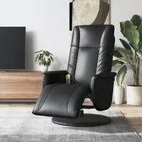 Madera Recliner Chair with Footrest - Black, Faux Leather