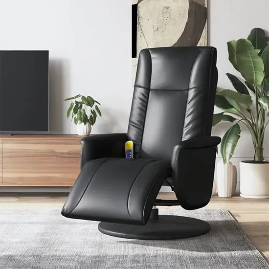 Madera Recliner Chair with Footrest - Black, Faux Leather