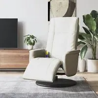Madera Recliner Chair with Footrest - Cream, Faux Leather
