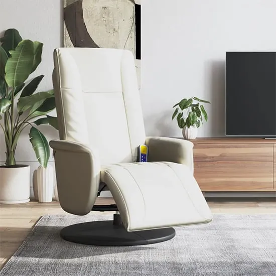 Madera Recliner Chair with Footrest - Cream, Faux Leather