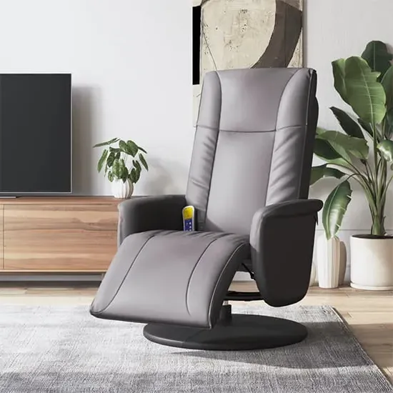 Madera Recliner Chair with Footrest - Grey, Faux Leather