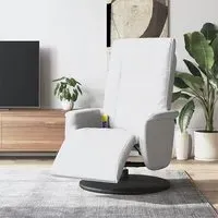 Madera Recliner Chair with Footrest - White, Faux Leather