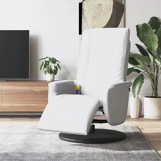 Madera Recliner Chair with Footrest - White, Faux Leather image