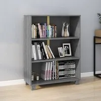 Madesh 3-Shelf Bookcase - Dark Grey, Pinewood
