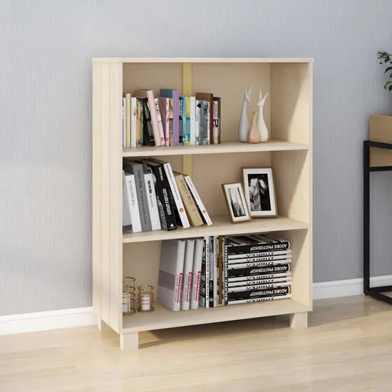 Madesh 3-Shelf Bookcase - Honey Brown, Pinewood