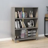 Madesh 3-Shelf Bookcase - Light Grey, Pinewood