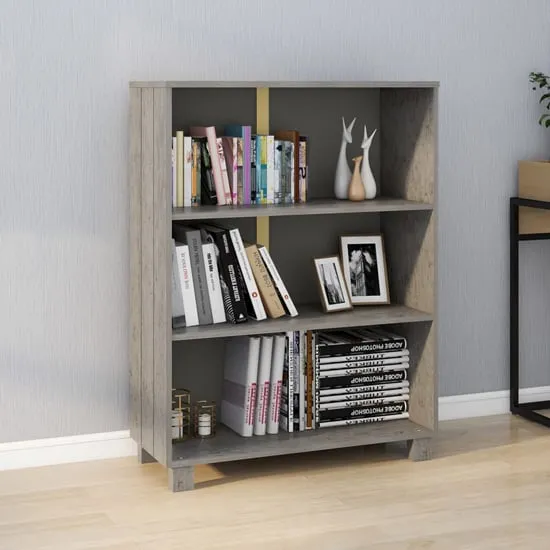 Madesh 3-Shelf Bookcase - Light Grey, Pinewood