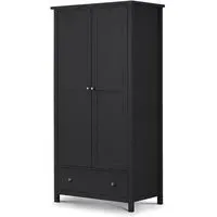 Madge 2-Door Wardrobe with Drawer - Anthracite, Pine