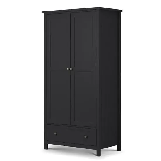 Madge 2-Door Wardrobe with Drawer - Anthracite, Pine image
