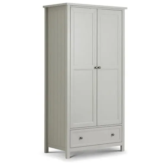 Madge 2-Door Wardrobe with Drawer - Dove Grey, Pine