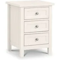 Madge 3-Drawer Bedside Cabinet - White, Pine
