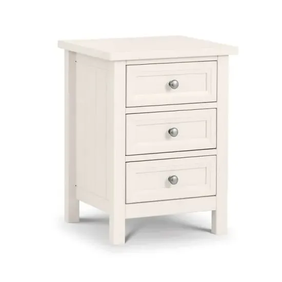 Madge 3-Drawer Bedside Cabinet - White, Pine image