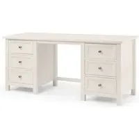 Madge Rectangular Dressing Table with 6 Drawers - White, Pine