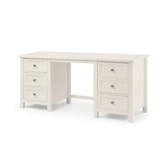 Madge Rectangular Dressing Table with 6 Drawers - White, Pine