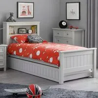 Madge Single Bed with Bookcase - Dove Grey, Wood