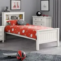 Madge Single Bed with Bookcase - Surf White, Wood
