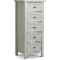 Madge Tall 5-Drawer Chest of Drawers - Dove Grey