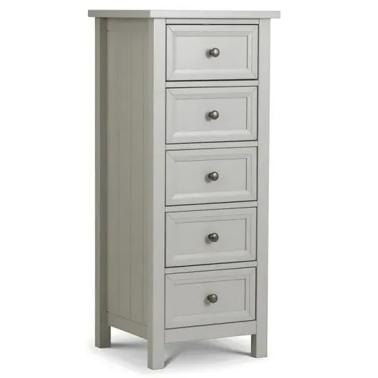 Madge Tall 5-Drawer Chest of Drawers - Dove Grey