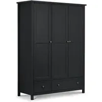 Madge Wide 3-Door Wardrobe with Drawers - Anthracite, Pine