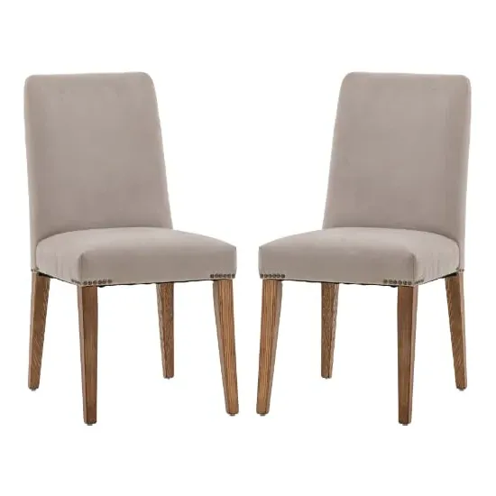 Madisen Dining Chairs in Pair - Taupe, Velvet