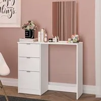 Madisen Dressing Table with 3 Drawers and Mirror - White