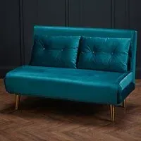 Madisen Velvet Sofa Bed with Gold Legs - Teal