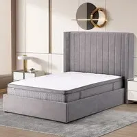 Madison King Size Ottoman Bed with Storage - Grey, Fabric