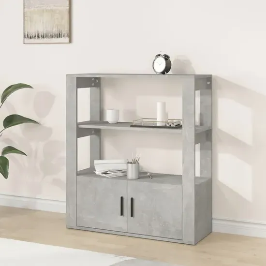 Madison Shelving Unit with 2 Doors - Concrete Effect