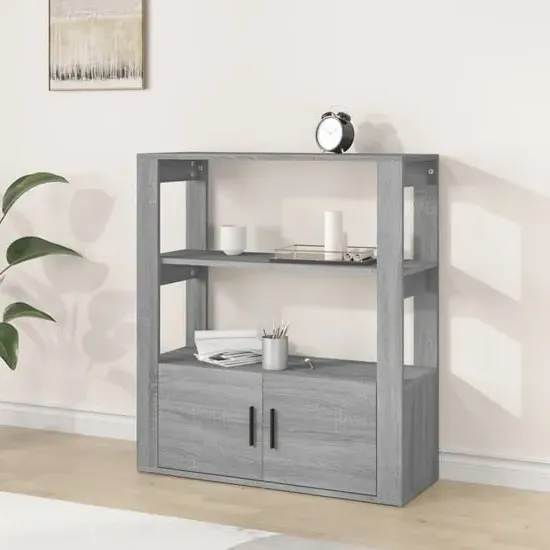 Madison Shelving Unit with 2 Doors - Grey Sonoma Oak
