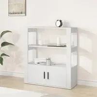 Madison Shelving Unit with 2 Doors - White, Engineered Wood