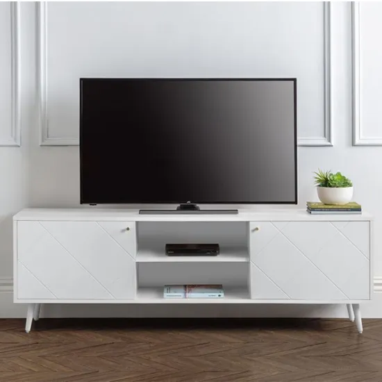 Madra TV Stand with 2 Doors - White, MDF