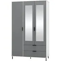Madric 3-Door Mirrored Wardrobe - Grey, High Gloss