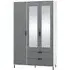 Madric 3-Door Mirrored Wardrobe - Grey, High Gloss