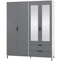 Madric 4-Door Mirrored Wardrobe - Grey, High Gloss