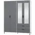 Madric 4-Door Mirrored Wardrobe - Grey, High Gloss