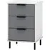 Madric Gloss Bedside Cabinet with 3 Drawers - Grey, White