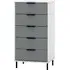Madric Narrow Chest of 5 Drawers - Grey, High Gloss